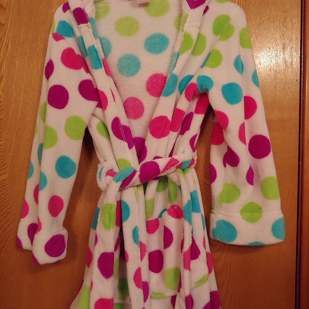 Kids fluffy polka dot robe